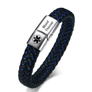 Braided Leather Unisex Medical Condition Awareness ID Bracelets, DatingDisabled.online