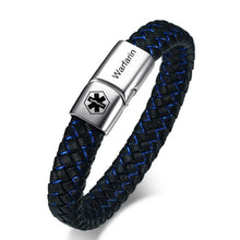 Load image into Gallery viewer, Braided Leather Unisex Medical Condition Awareness ID Bracelets, DatingDisabled.online
