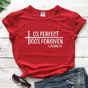 1 John Bible Verse 0% Perfect 100% Forgiven Christian T-shirts, Dating Disabled Online