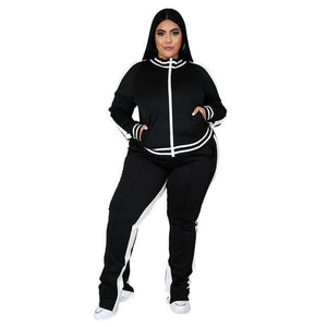 Curvy Plus Women's Casual Pant and Jacket Sets - Black - DatingDisabled.store, Dating Disabled Store